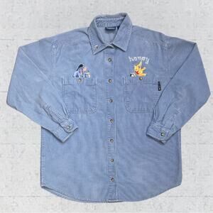 Vintage Disney Winnie The Pooh Embroidered Corduroy Shirt Size Small